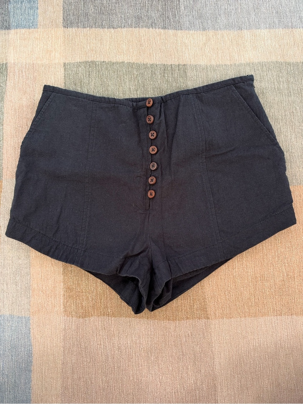Free People High-Waist Button-Front Micro Shorts - Black